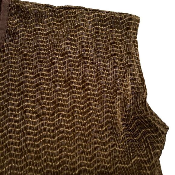 VINTAGE KIM ROGERS Golden Brown Short Sleeve Textured Blouse Size MP - Picture 3 of 7